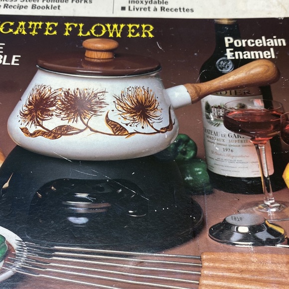 Fondue - porcelain/enamel Delicate Flower Fun Retro Set - Picture 6 of 7